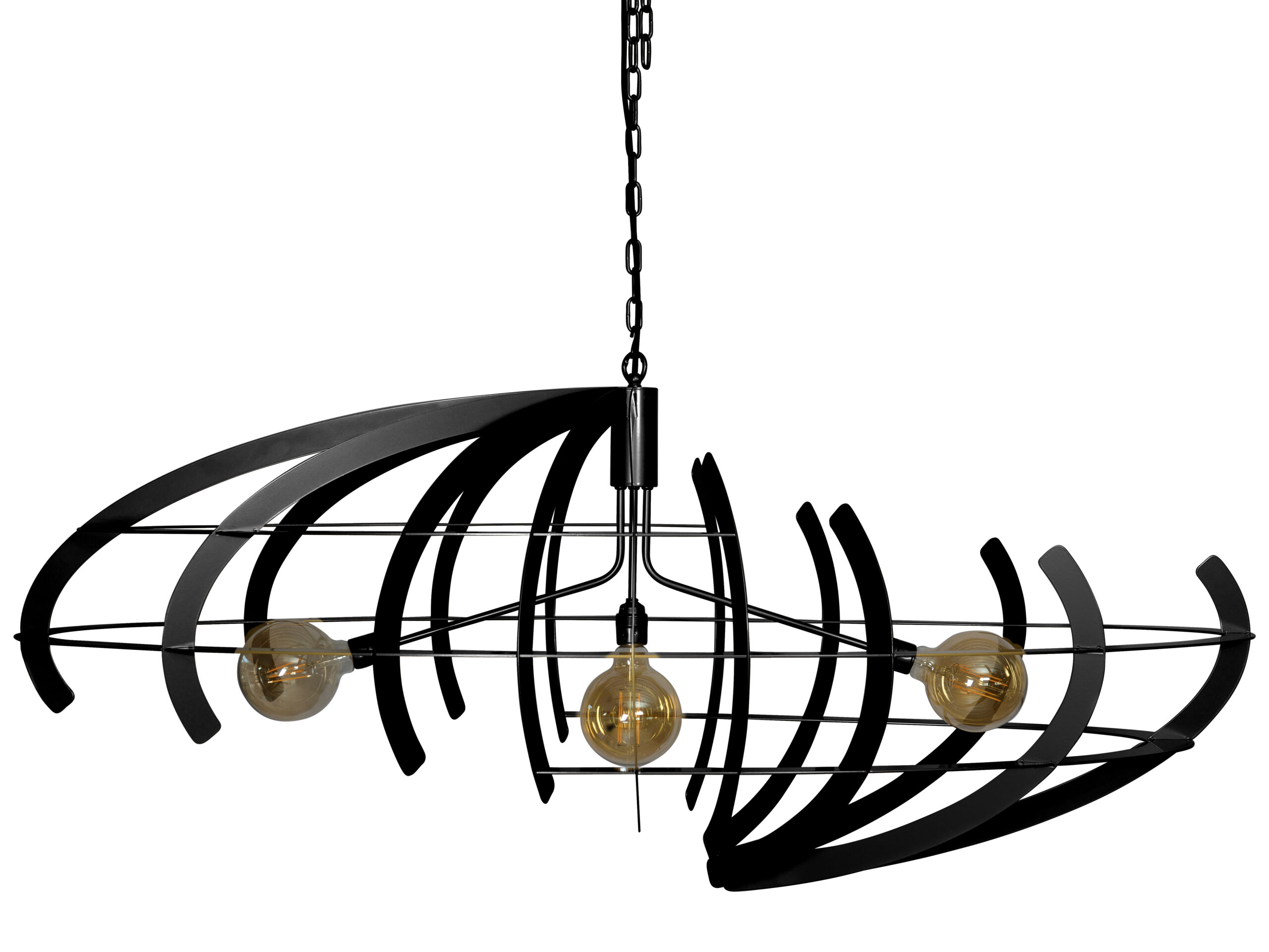 Astrolabium pedaal schraper Industriële hanglamp Terra ovaal - RAL 9005 zwart met 3x E27 fitting