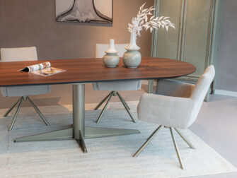 walnoot kleurige HPL tafel